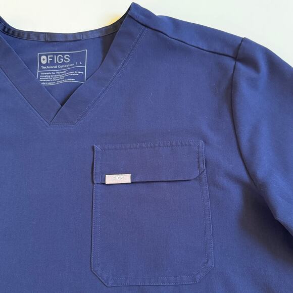 Figs Navy Blue Scrub Top Bundle of 3 Navy Size XL M22SW1020 Tab Pocket Shirt EUC - Picture 4 of 11